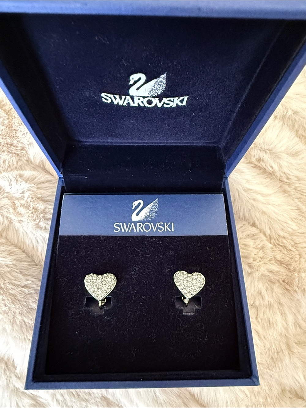 Swarovski Silver Heart Crystal Stud Earrings